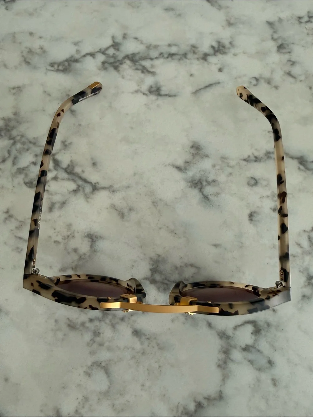 KREWE STL II Matte Oyster 24k Gold Tortoiseshell Round Sunglasses